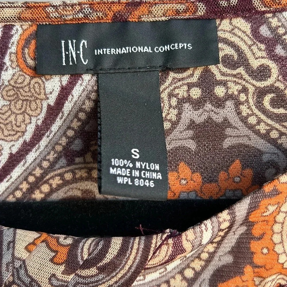 INC International Concepts Bohemain Shirt | Mesh | Paisley | Boho | Bohemian - Picture 3 of 10